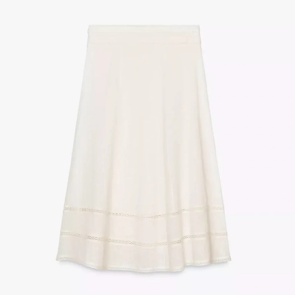 New ZARA ZW Collection Embroidered Midi Skirt
